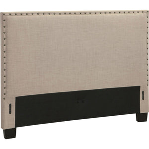 Tavel Nailhead Upholstered Headboard in Toast Linen