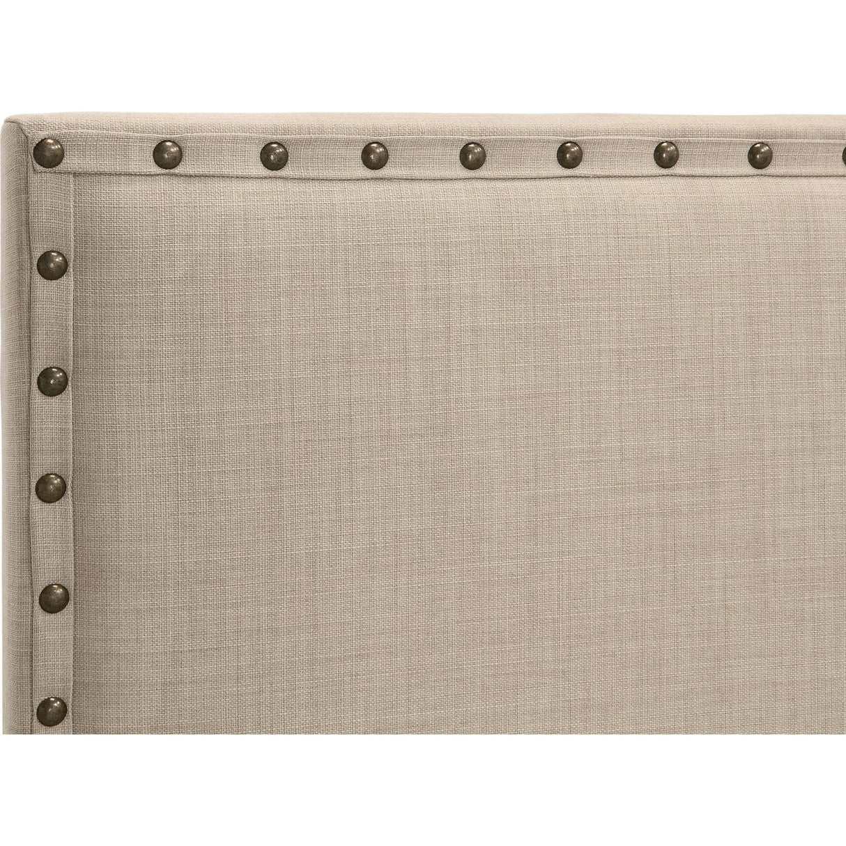 Tavel Nailhead Upholstered Headboard in Toast Linen