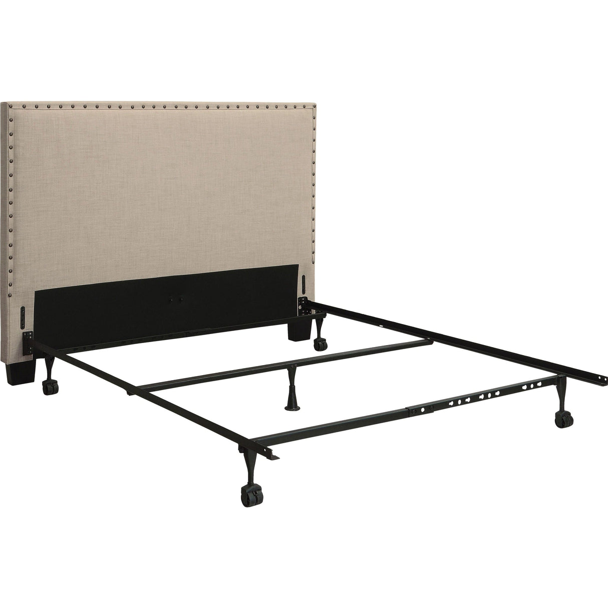 Tavel Nailhead Upholstered Headboard in Toast Linen