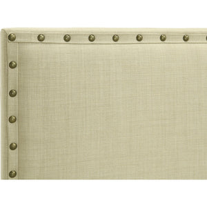 Tavel Nailhead Upholstered Platform Bed in Tumbleweed