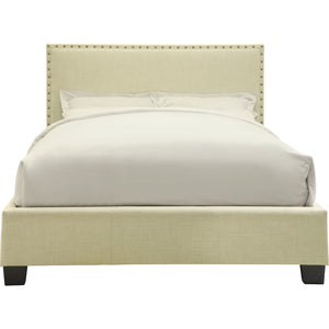 Tavel Nailhead Upholstered Platform Bed in Tumbleweed
