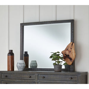 Townsend Solid Wood Beveled Glass Mirror in Gunmetal