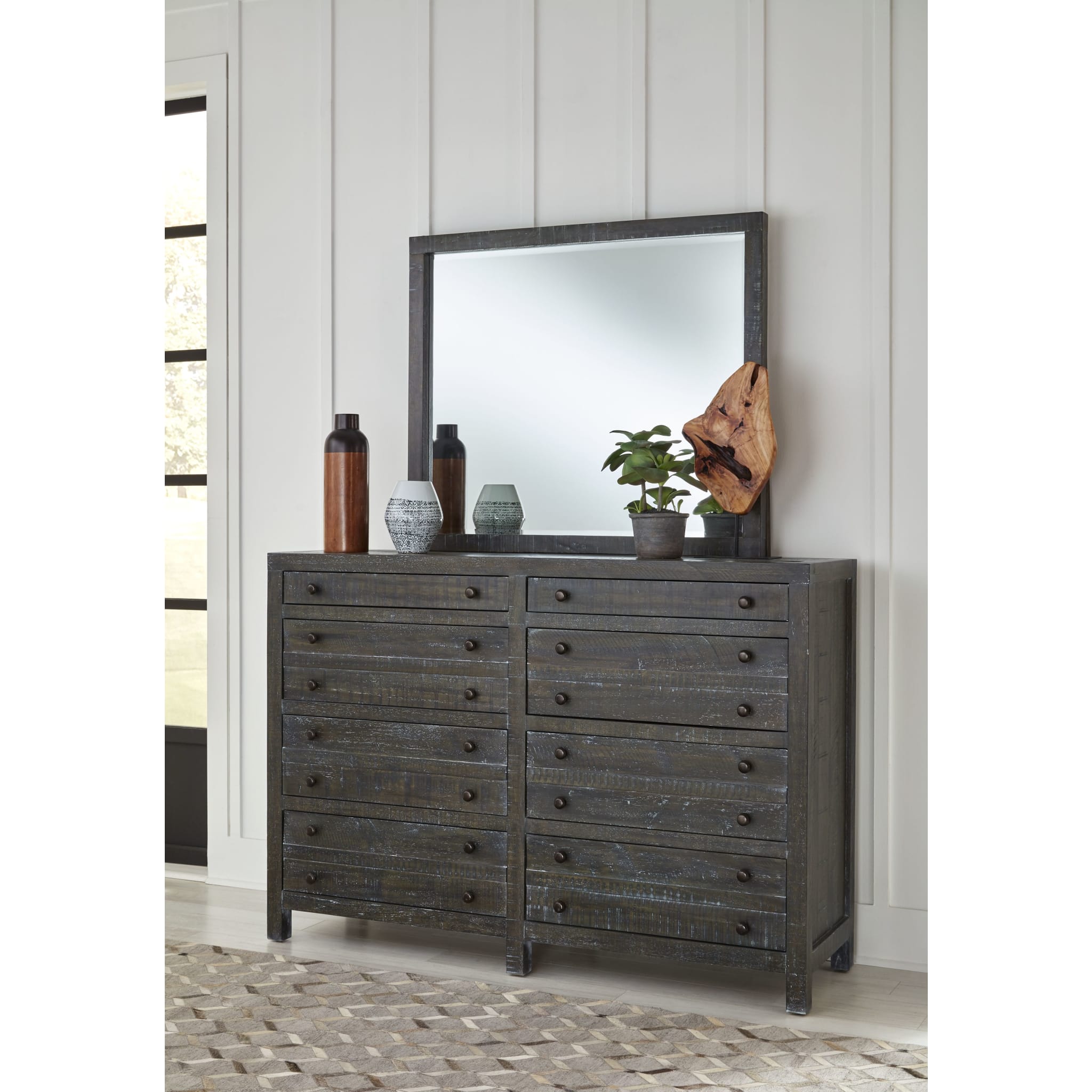 Townsend Solid Wood Eight Drawer Dresser in Gunmetal (2024)