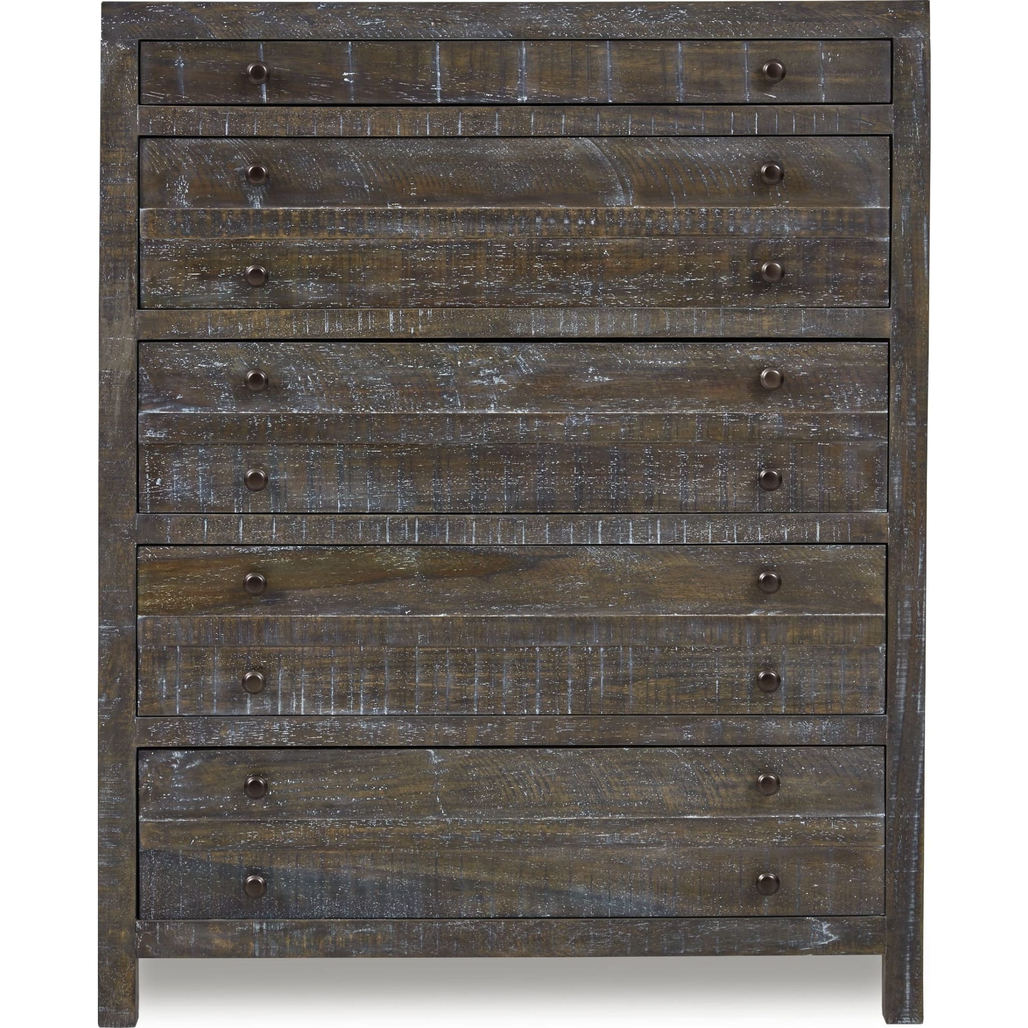 Townsend Solid Wood Five Drawer Chest in Gunmetal (2024)