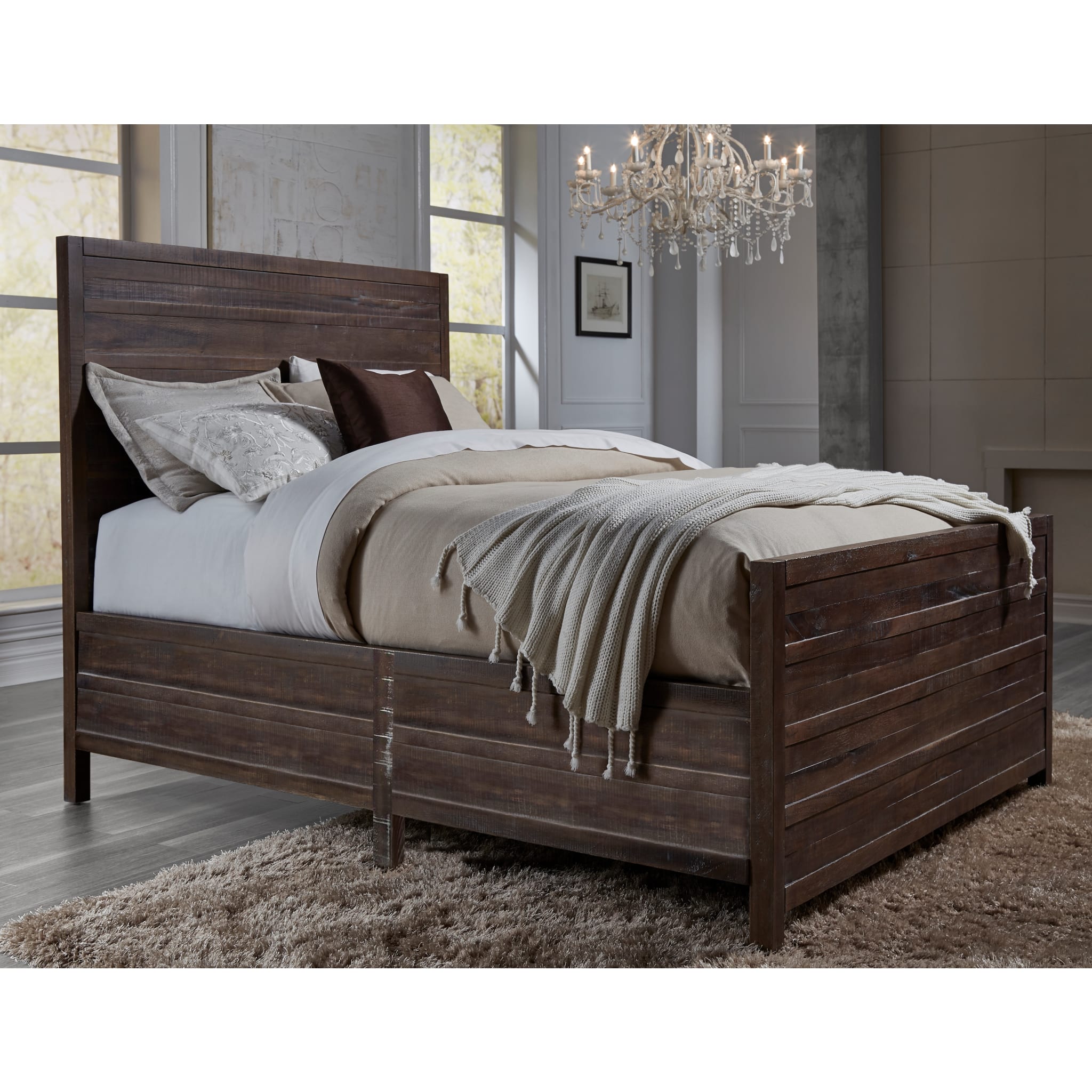 Townsend Solid Wood Panel Bed in Java