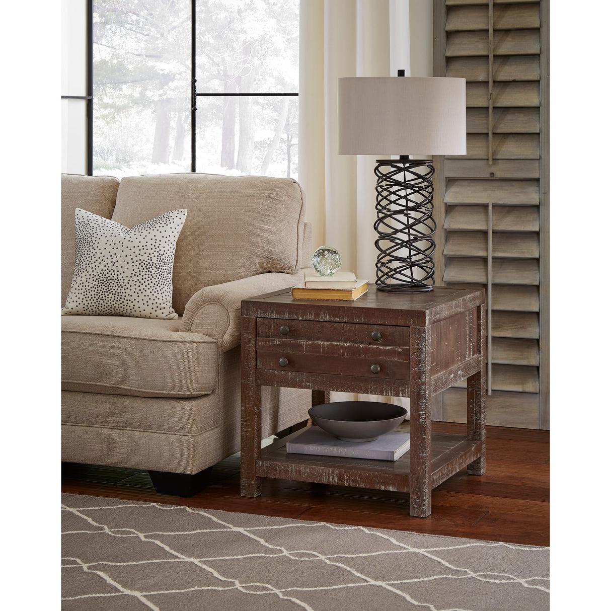 Townsend Solid Wood Side Table in Java
