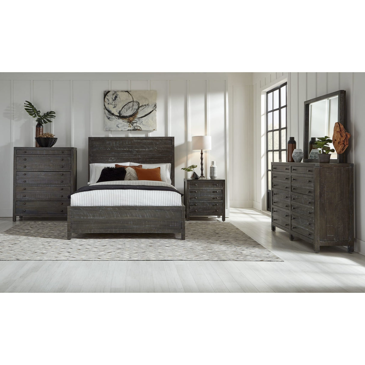 Townsend Solid Wood Three Drawer Nighstand in Gunmetal