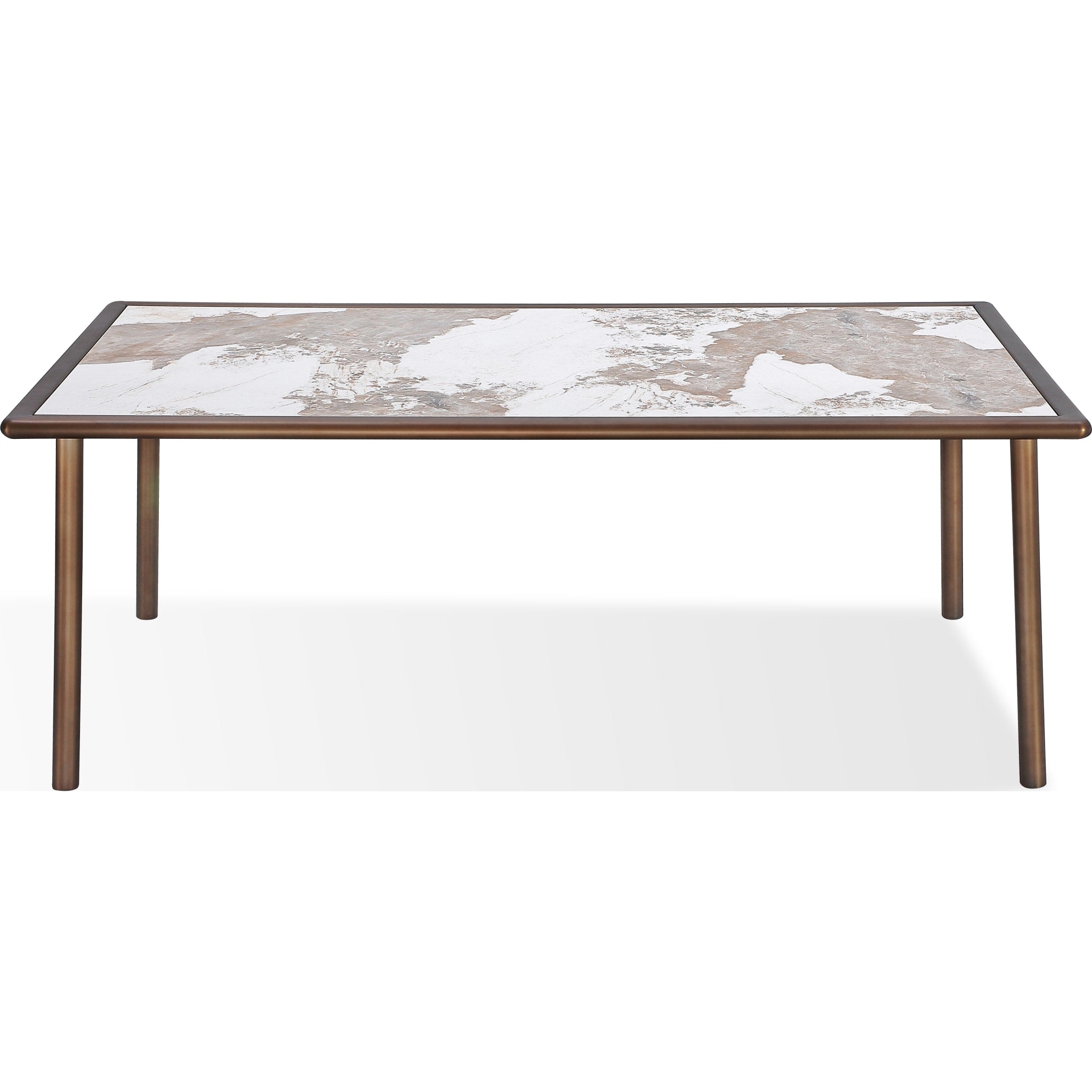 Tulum Stone Top Dining Table with Bronze Metal Base