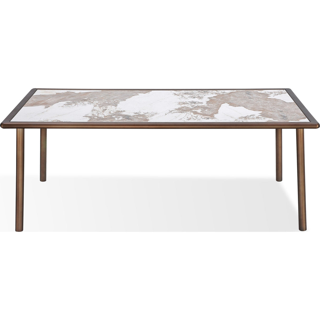 Tulum Stone Top Dining Table with Bronze Metal Base