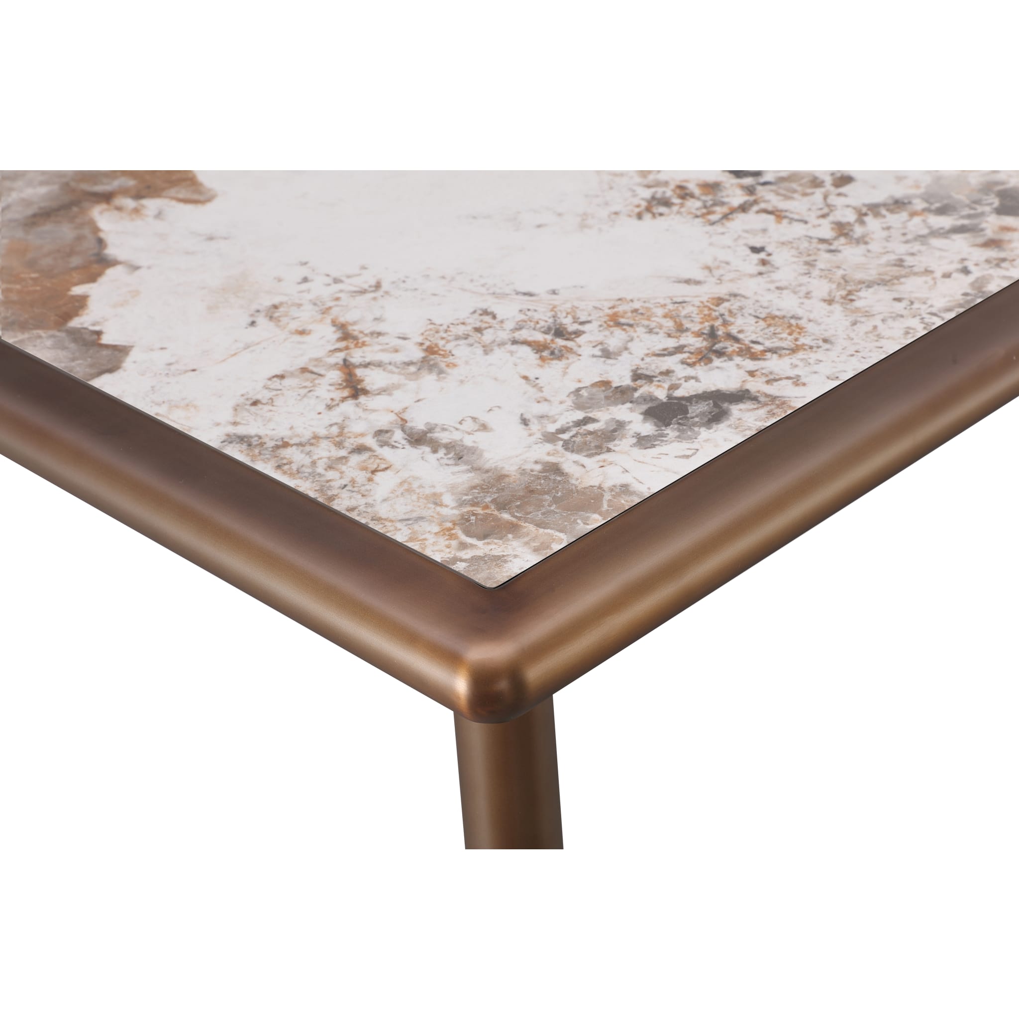 Tulum Stone Top Dining Table with Bronze Metal Base