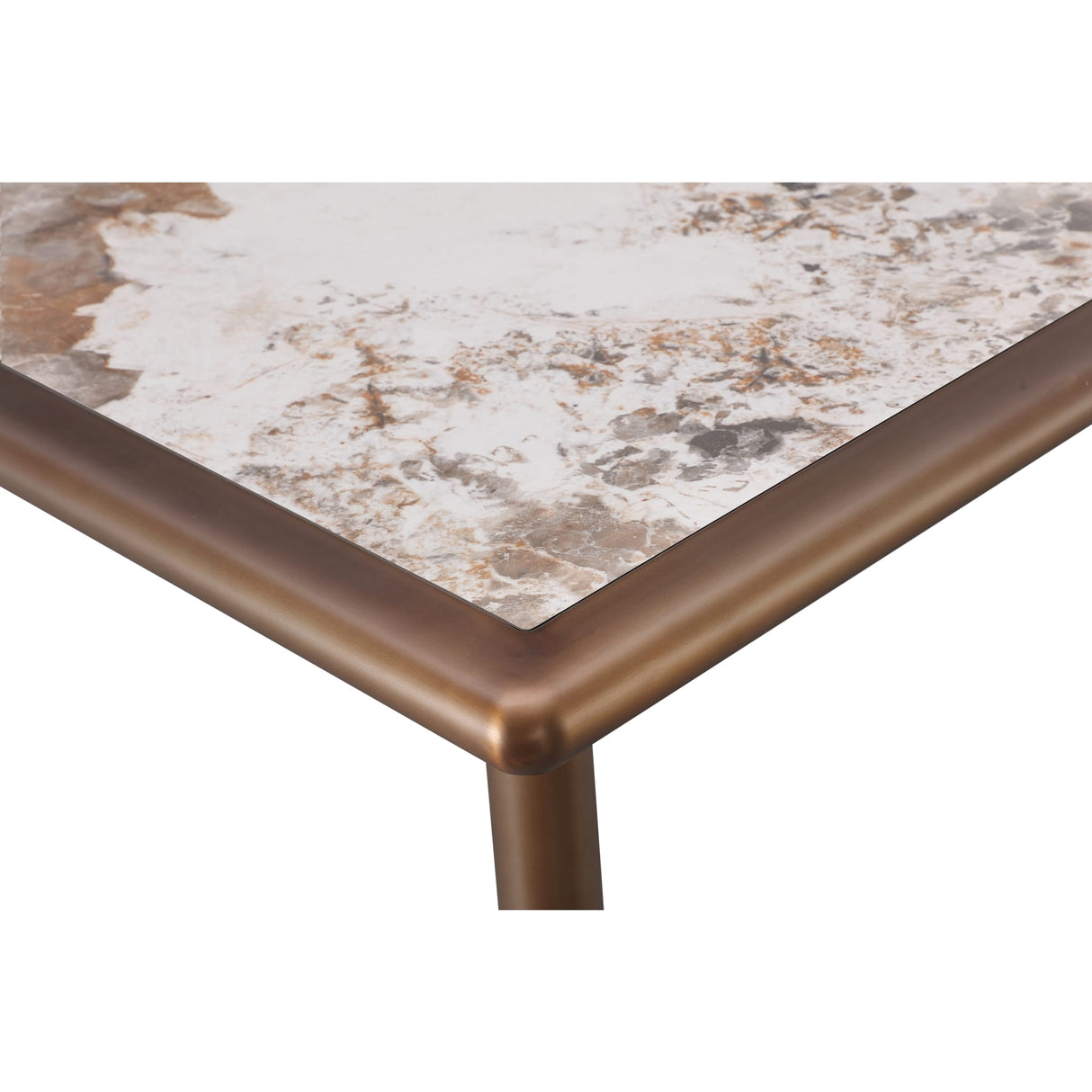 Tulum Stone Top Dining Table with Bronze Metal Base