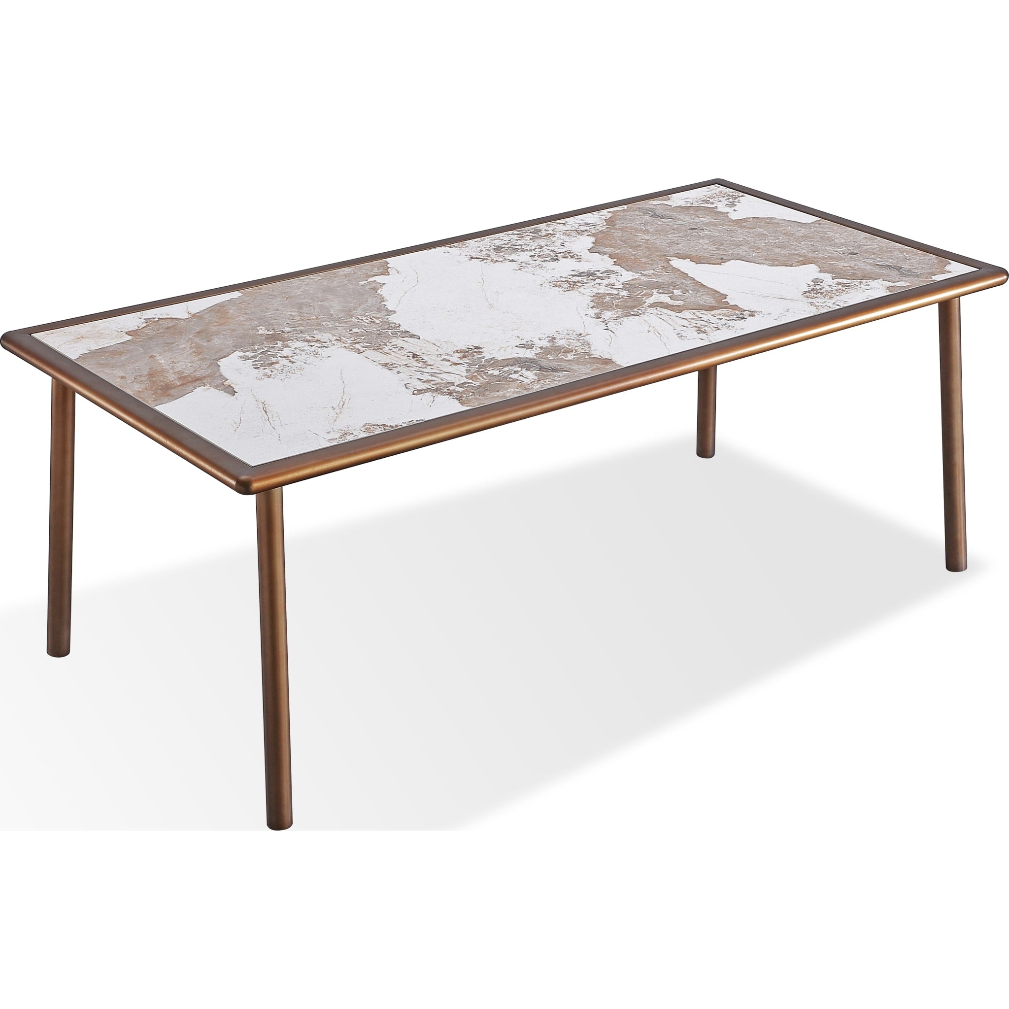 Tulum Stone Top Dining Table with Bronze Metal Base