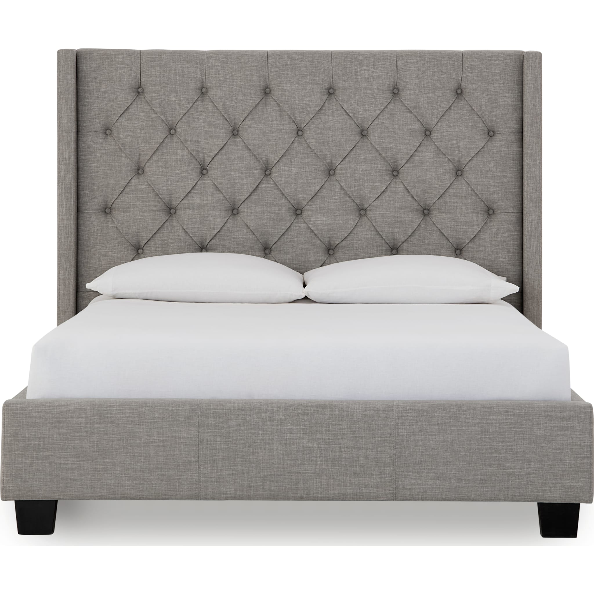 Verona Upholstered Platform Bed in Speckled Grey