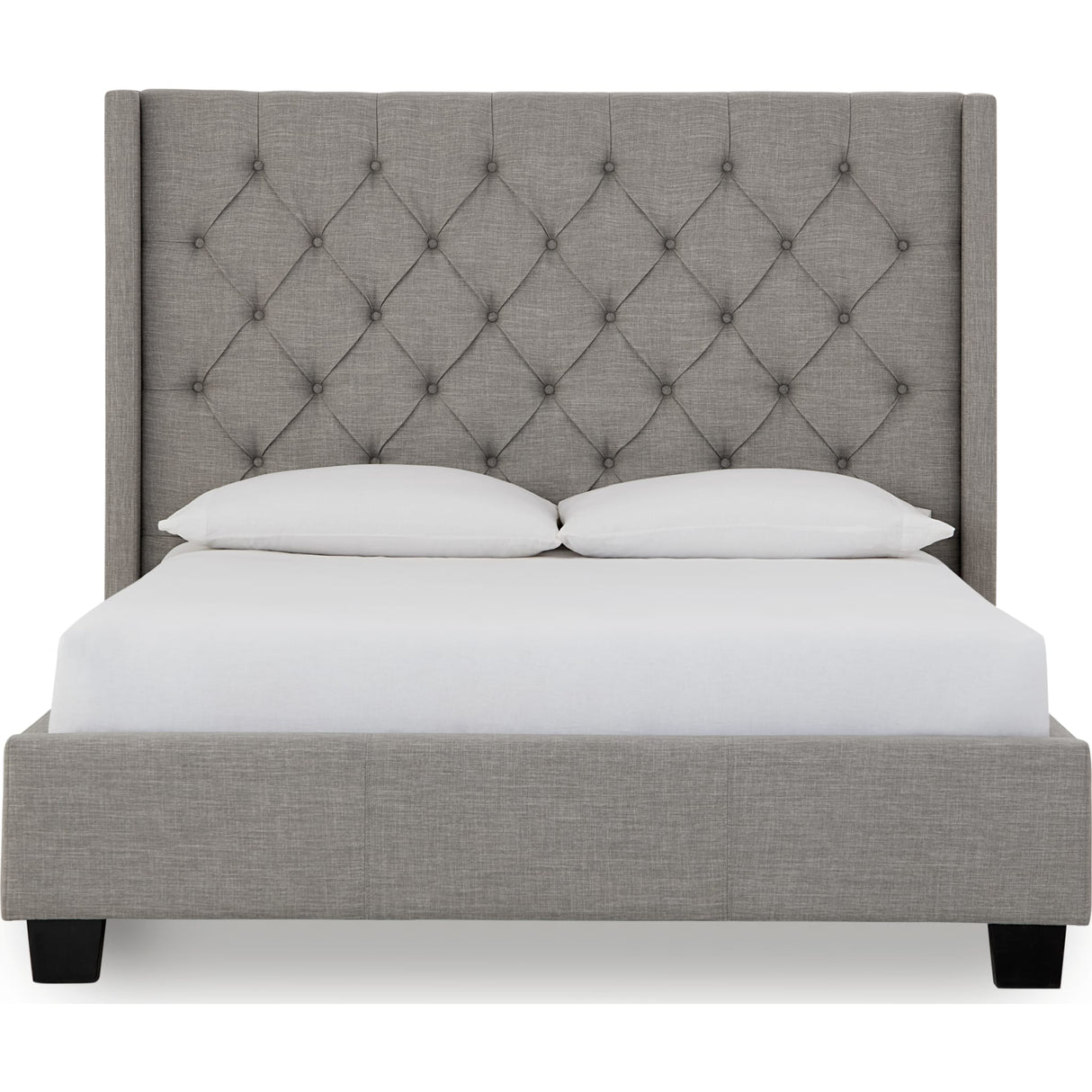 Verona Upholstered Platform Bed in Speckled Grey