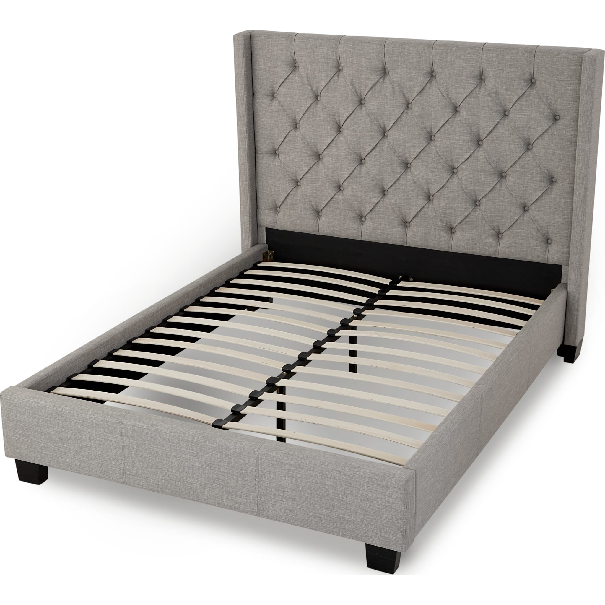 Verona Upholstered Platform Bed in Speckled Grey