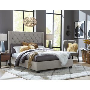 Verona Upholstered Platform Bed in Speckled Grey