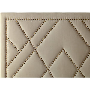 Vienne Nailhead Patterned Upholstered Headboard in Powder