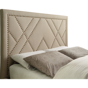 Vienne Nailhead Patterned Upholstered Headboard in Powder
