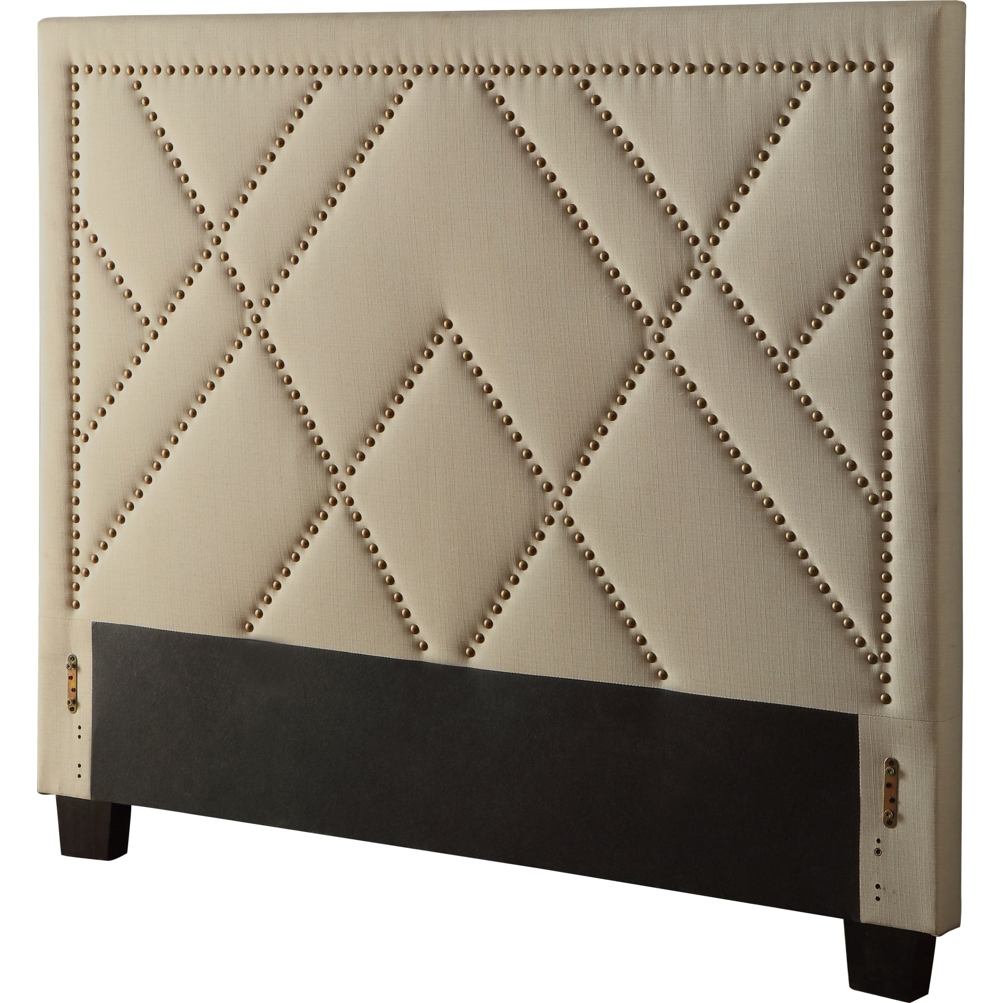 Vienne Nailhead Patterned Upholstered Headboard in Powder