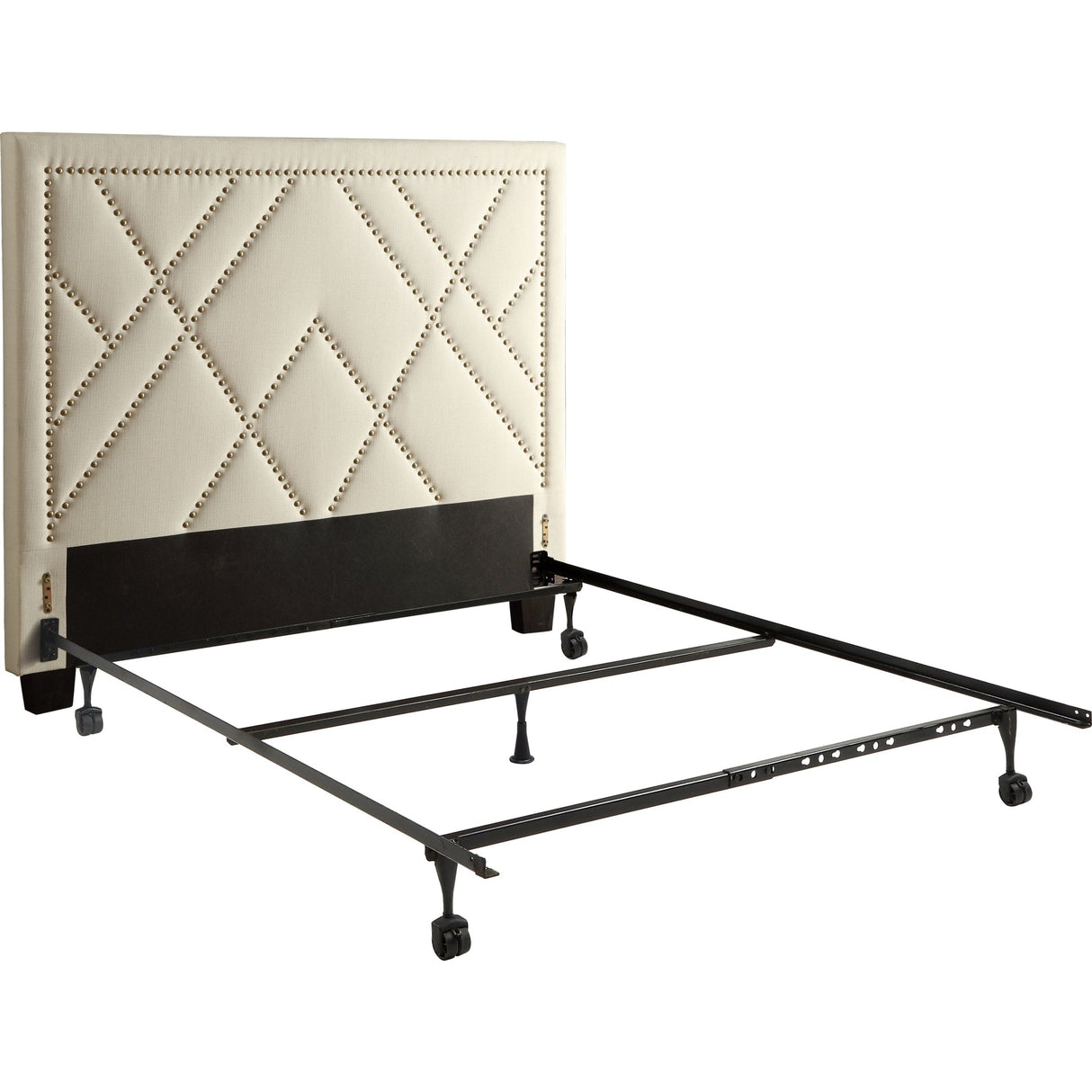 Vienne Nailhead Patterned Upholstered Headboard in Powder
