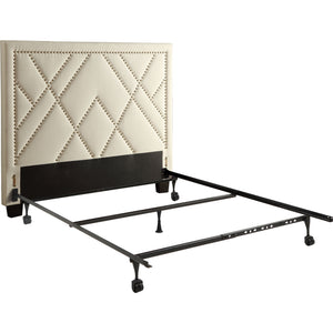 Vienne Nailhead Patterned Upholstered Headboard in Powder