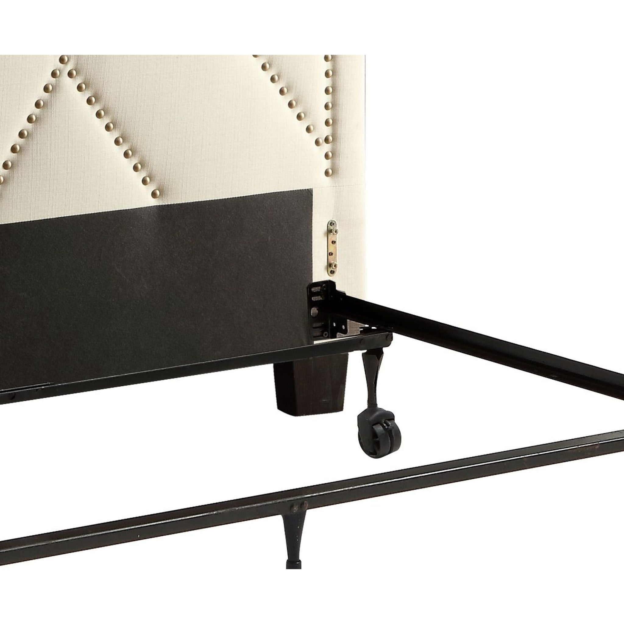 Vienne Nailhead Patterned Upholstered Headboard in Powder