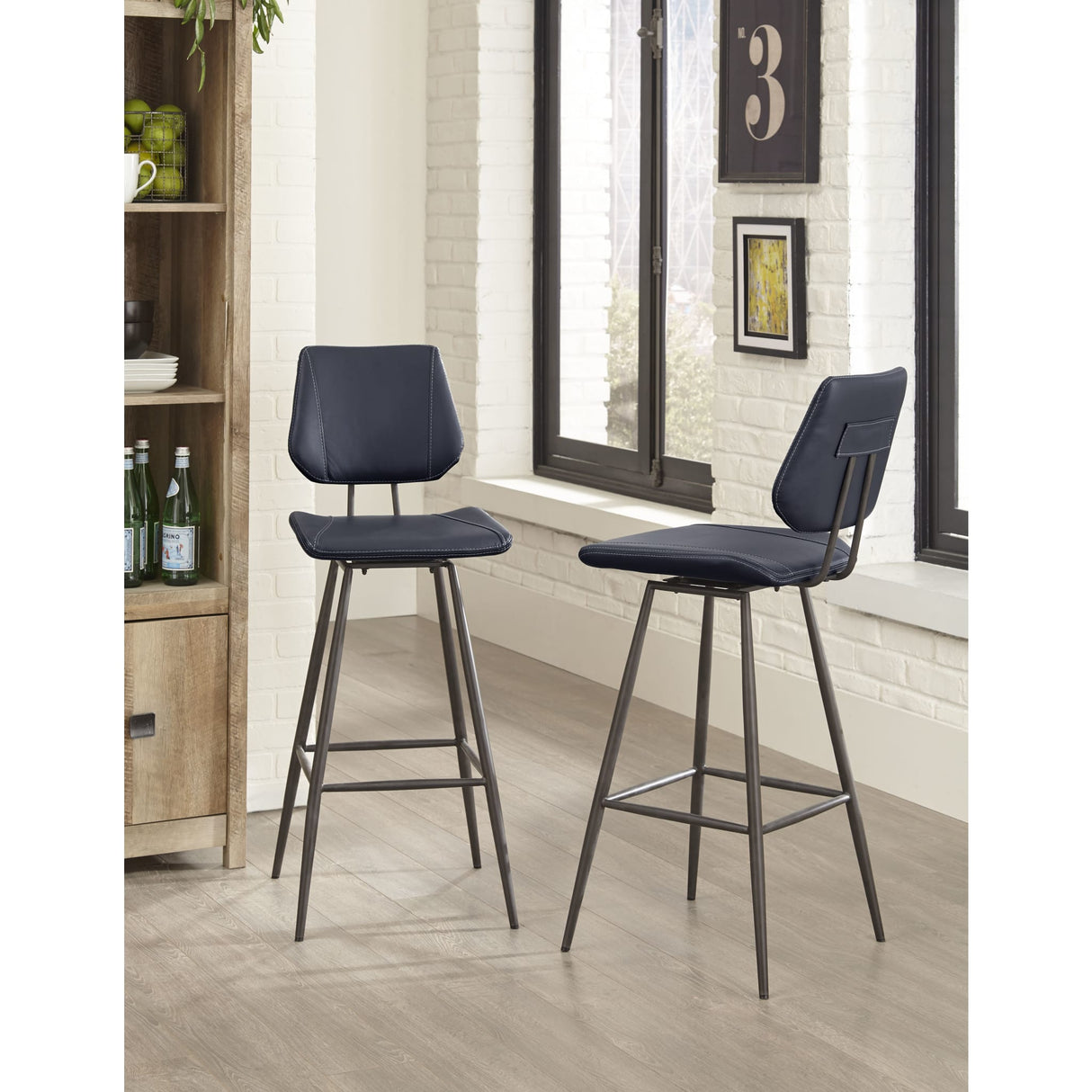 Vinson Modern Swivel Bar Stool in Cobalt