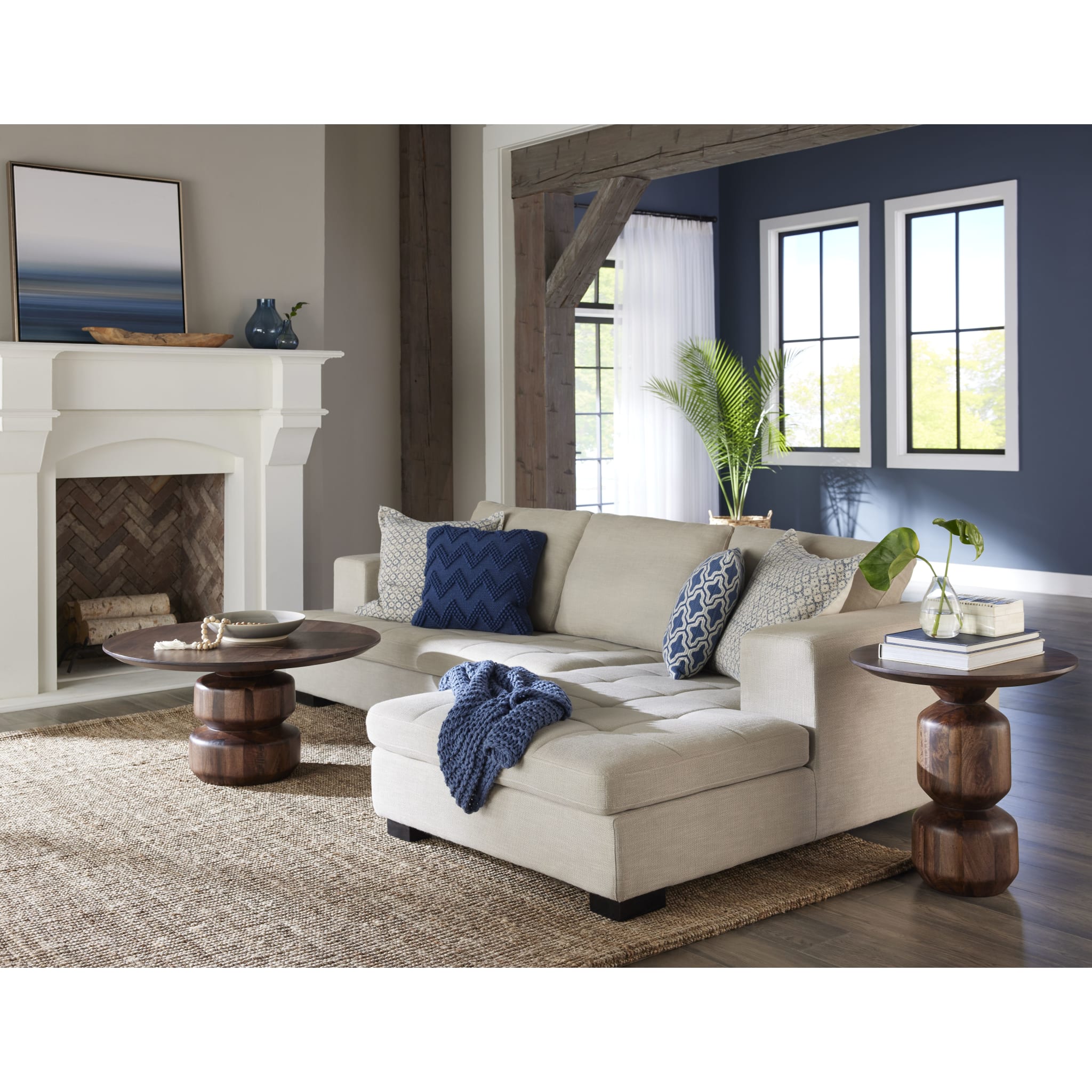 Virton Solid Wood Round Coffee Table in Smoked Brown