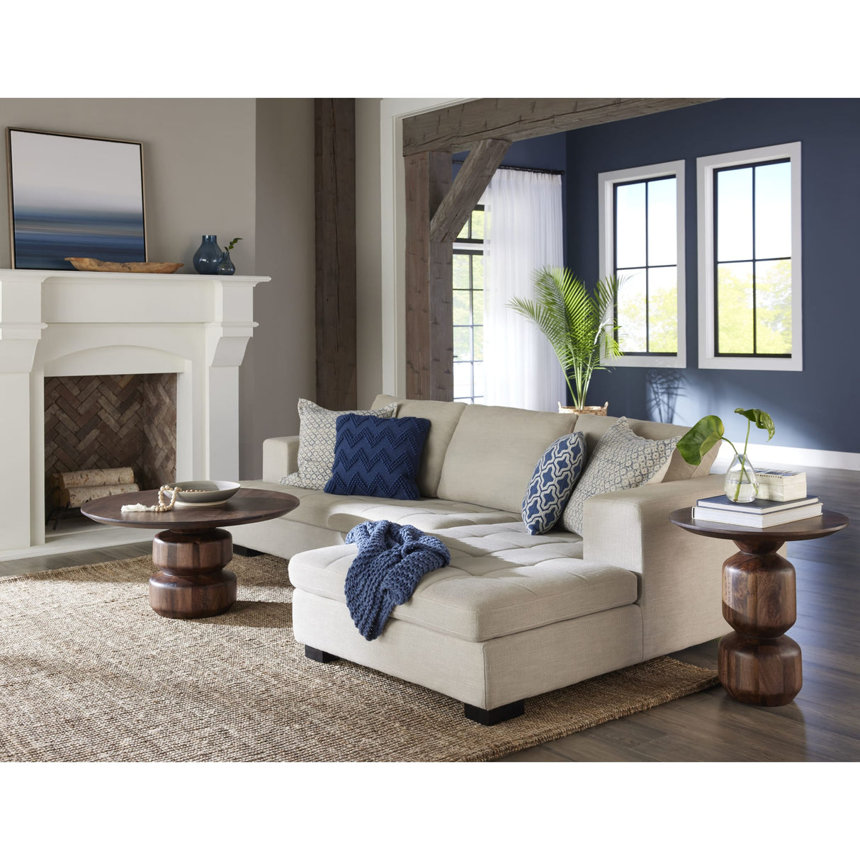 Virton Solid Wood Round Coffee Table in Smoked Brown