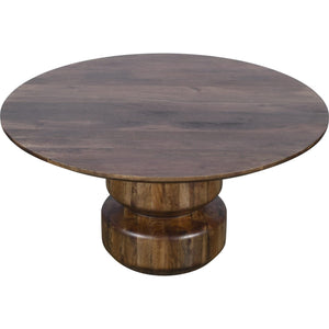 Virton Solid Wood Round Coffee Table in Smoked Brown