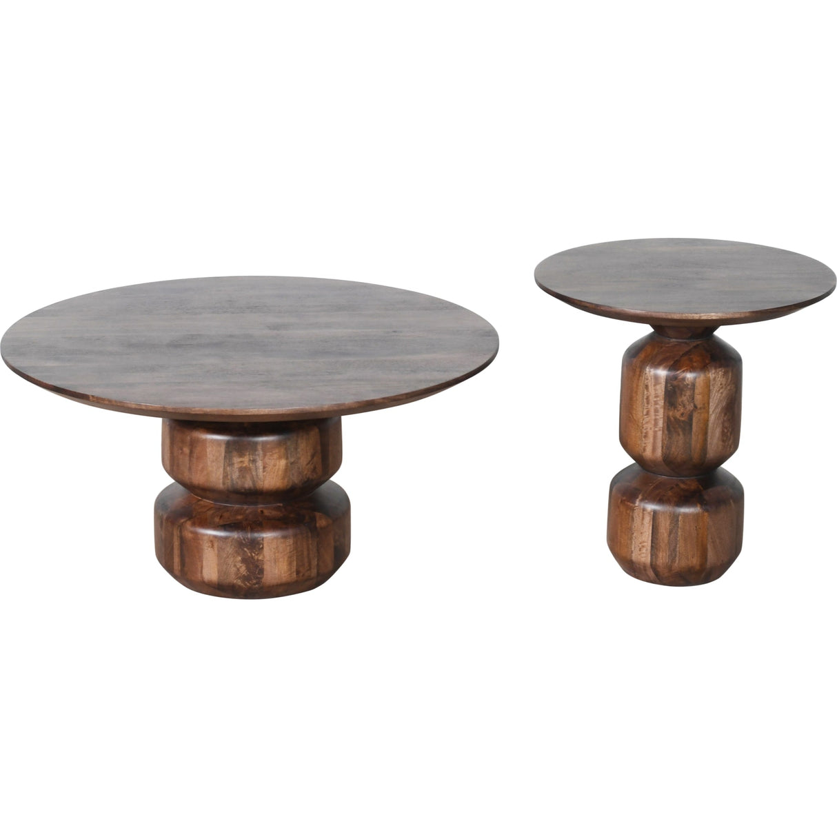 Virton Solid Wood Round Coffee Table in Smoked Brown