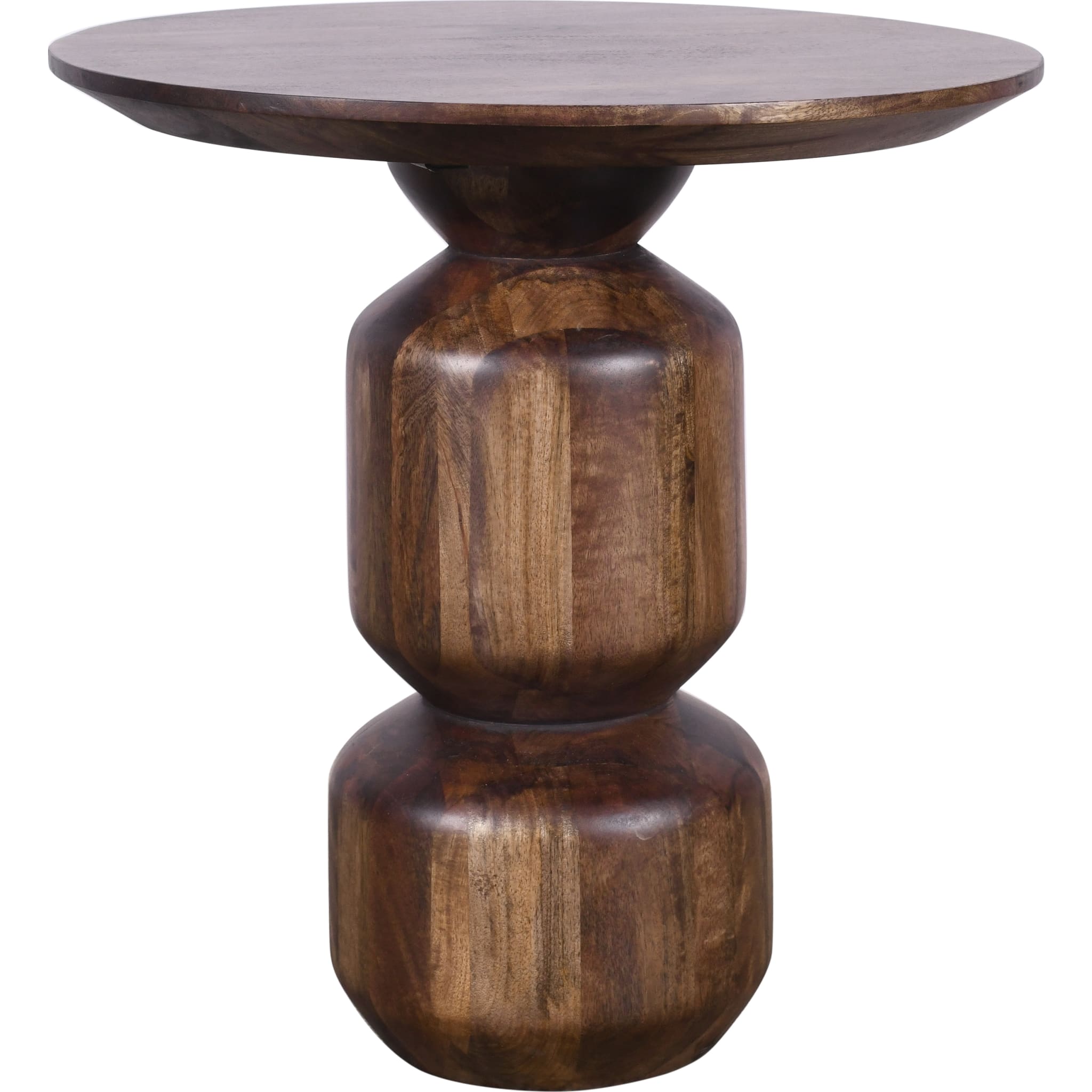 Virton Solid Wood Round End Table in Smoked Brown