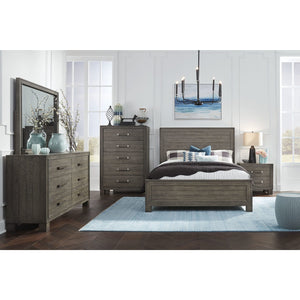 William Solid Wood Panel Bed in Dusty Dawn