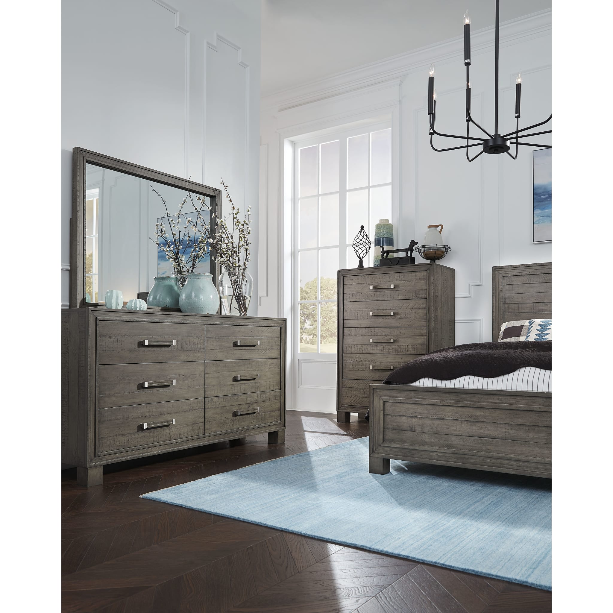 William Solid Wood Panel Bed in Dusty Dawn