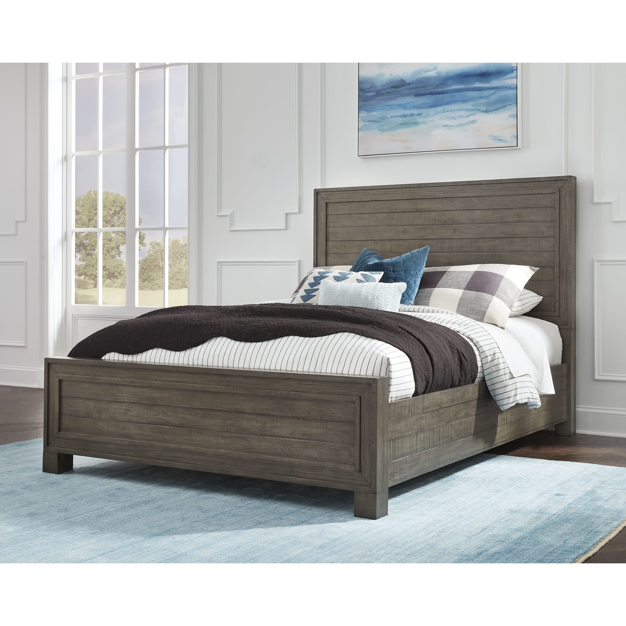 William Solid Wood Panel Bed in Dusty Dawn