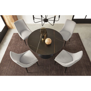 Winston Stone Top Metal Base Round Dining Table in Black