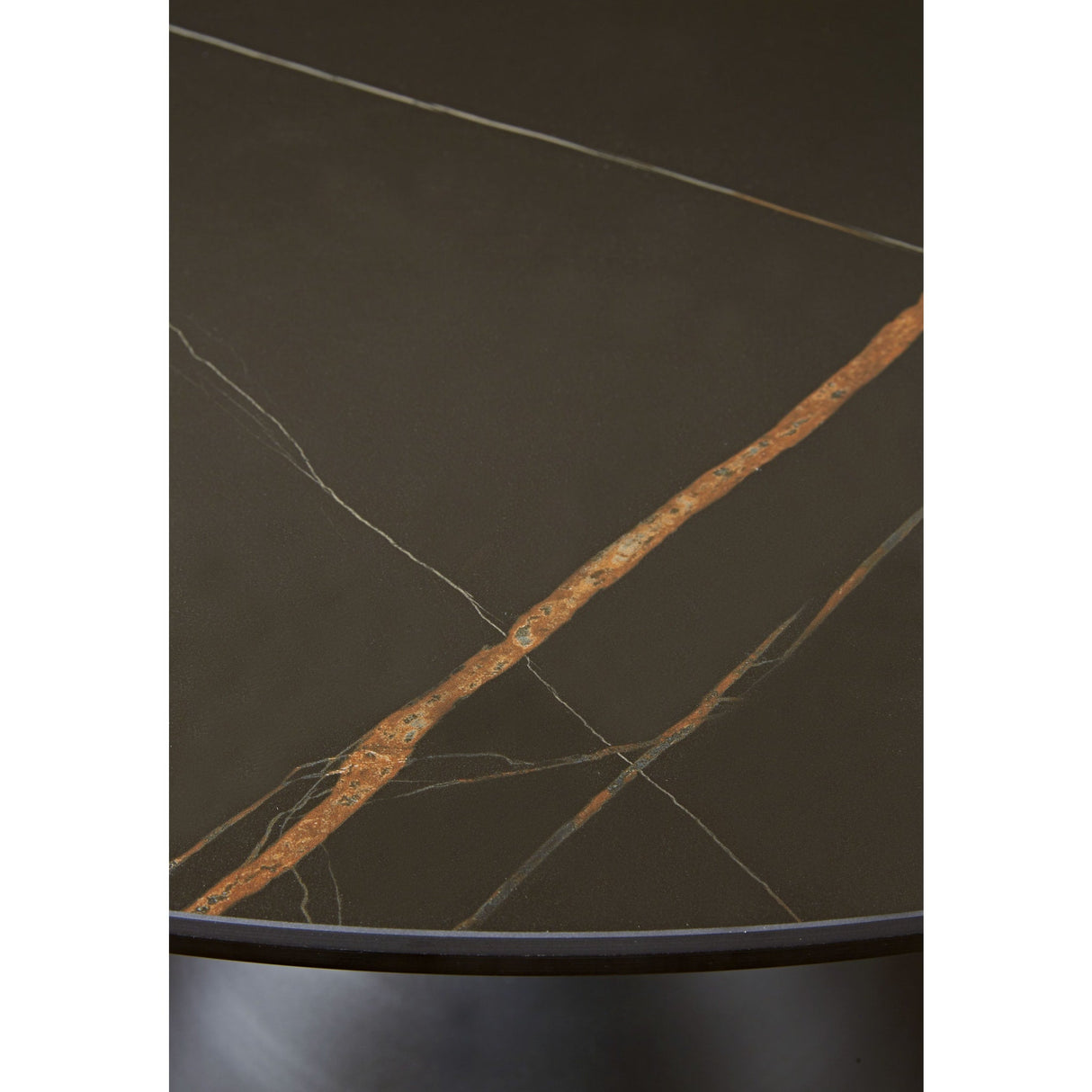 Winston Stone Top Metal Base Round Dining Table in Black