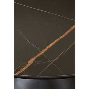 Winston Stone Top Metal Base Round Dining Table in Black