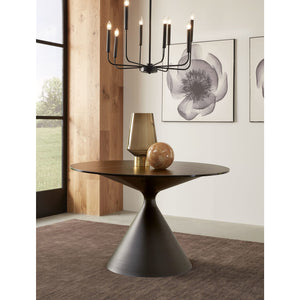Winston Stone Top Metal Base Round Dining Table in Black