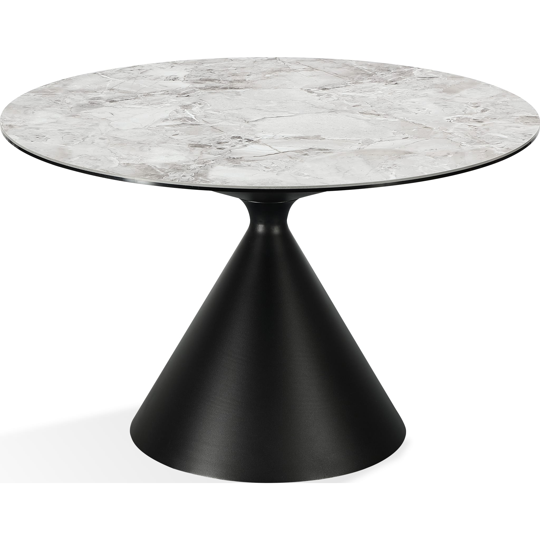 Winston Stone Top Metal Base Round Dining Table in Grigio