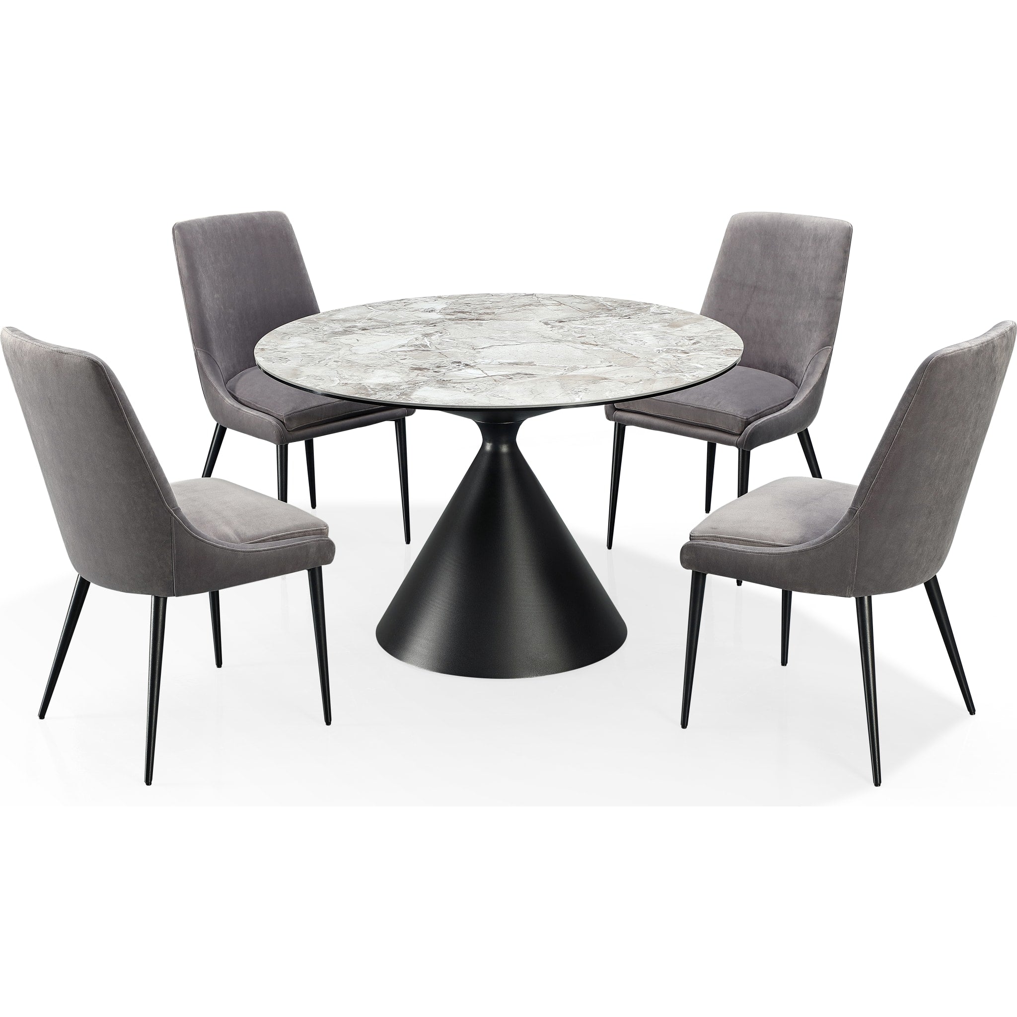 Winston Stone Top Metal Base Round Dining Table in Grigio