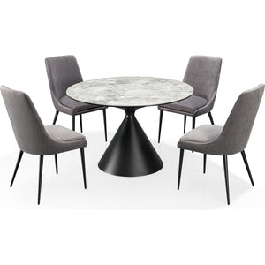 Winston Stone Top Metal Base Round Dining Table in Grigio