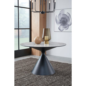 Winston Stone Top Metal Base Round Dining Table in Grigio