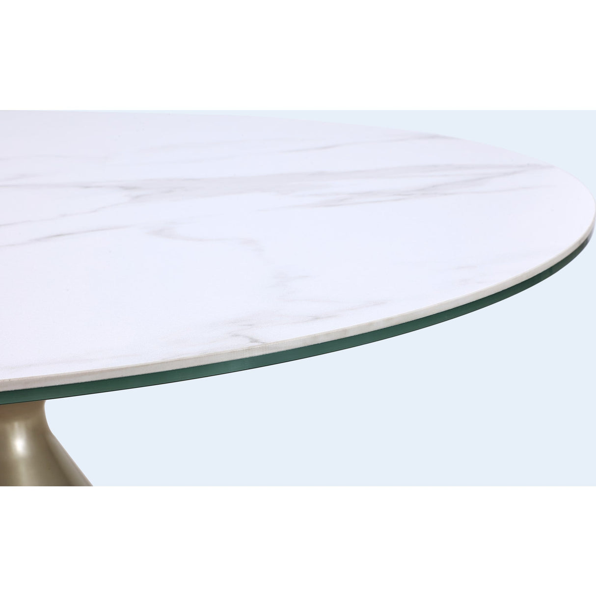 Winston Stone Top Metal Base Round Dining Table in Oat Milk and Champagne