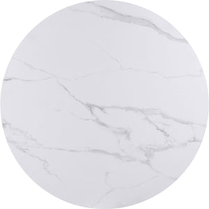 Winston Stone Top Metal Base Round Dining Table in Oat Milk and Champagne