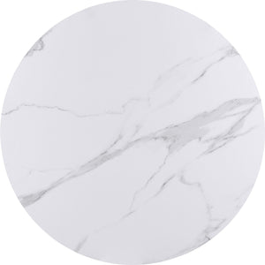 Winston Stone Top Metal Base Round Dining Table in Oat Milk and Champagne