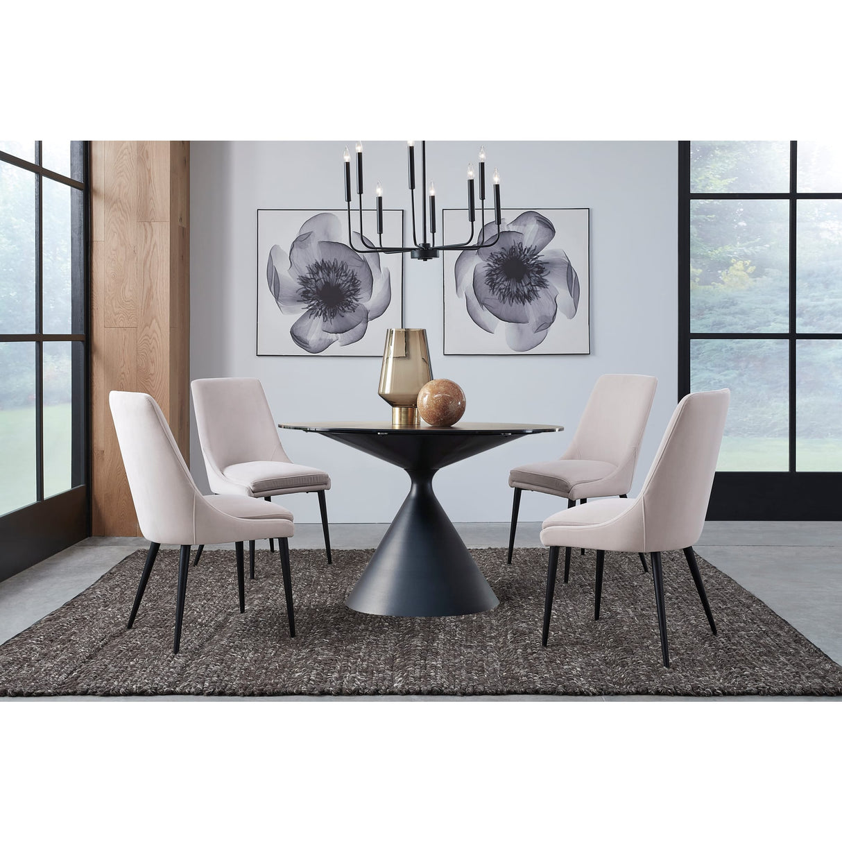 Winston Upholstered Metal Leg Dining Chair in Ash Grey and Black