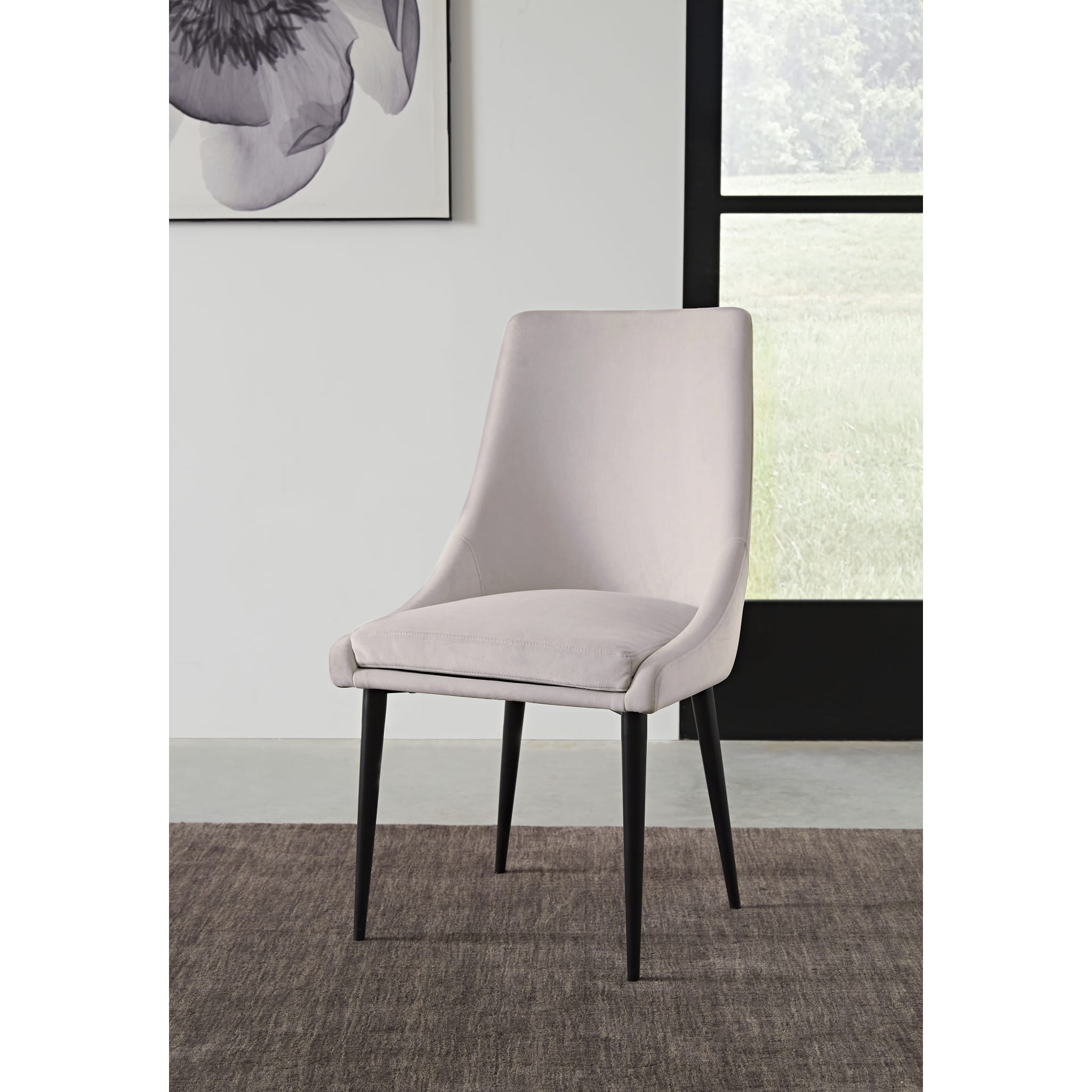 Winston Upholstered Metal Leg Dining Chair in Ash Grey and Black