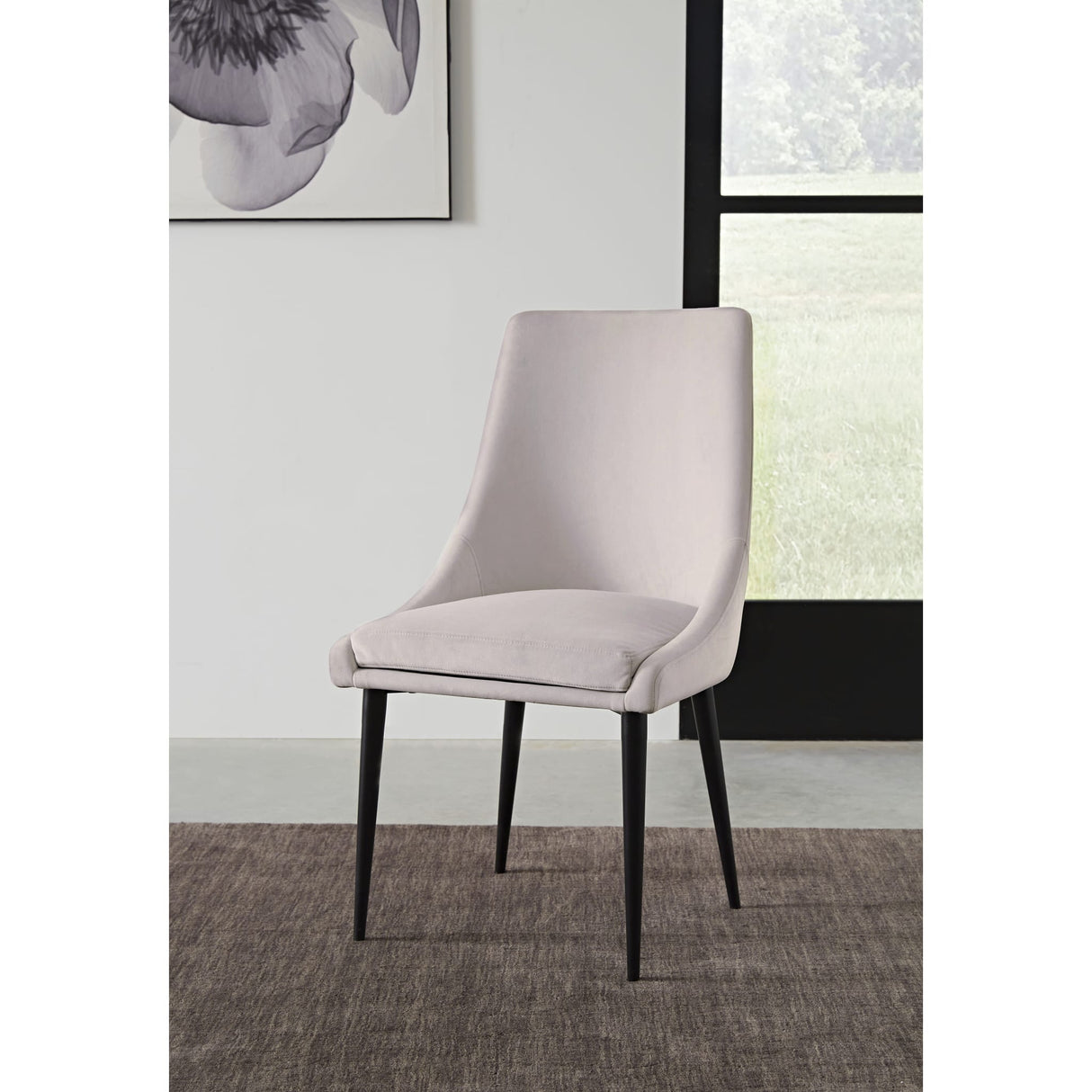 Winston Upholstered Metal Leg Dining Chair in Ash Grey and Black