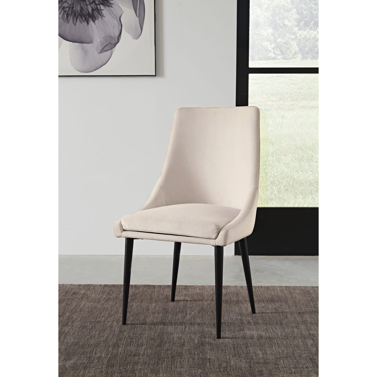 Winston Upholstered Metal Leg Dining Chair in Cream and Black
